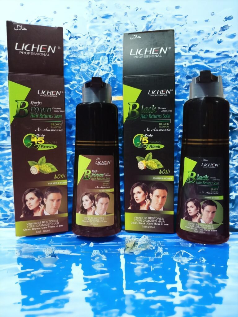 Lichen colour shampo 4 E-Daraz Pro Sales LICHEN Professional Black & Dark Brown Hair Shampoo - 200ml