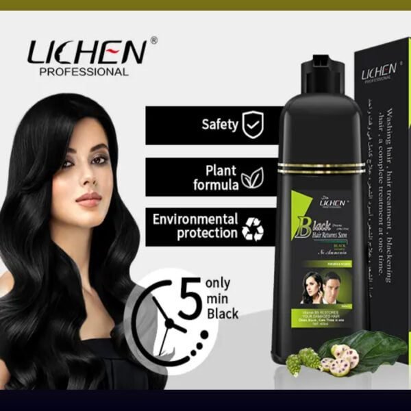 Lichen hir shampo 1 E-Daraz Pro Sales LICHEN Professional Black & Dark Brown Hair Shampoo - 200ml