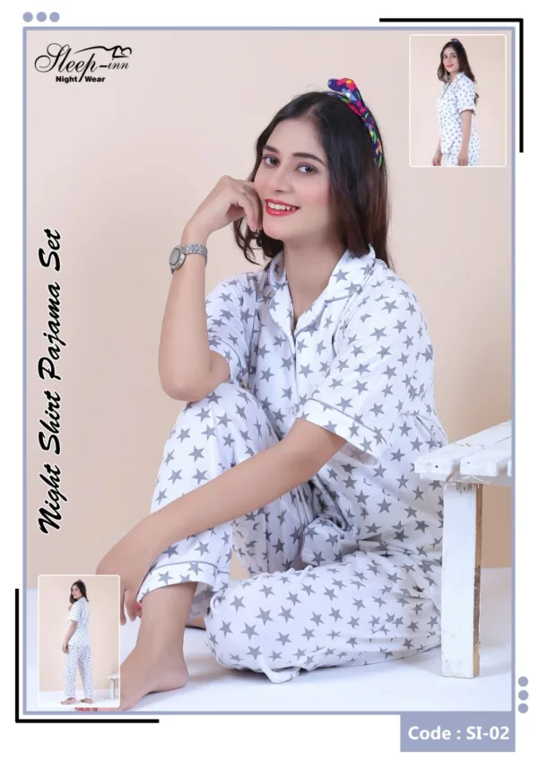 Night Sleepwear 7 E-Daraz Pro Sales Sleep Inn Nighty Pajama Set - 2-Piece Cotton Jersey Nightwear