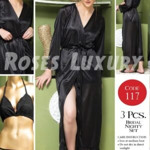 Elegant 3-Piece Satin Silk Nightwear Set for Women - Bridal Night Dress & Hot Sleepwear (Bra, Panty, Gown)