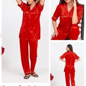 Silk Pajama Set - Wine Red: Summer Charmeuse Silk Two-Piece Sleepwear