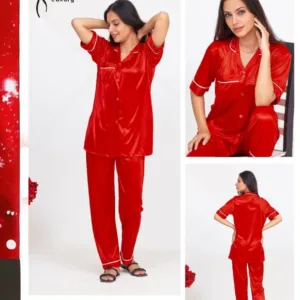 Silk Pajama Set - Wine Red: Summer Charmeuse Silk Two-Piece Sleepwear