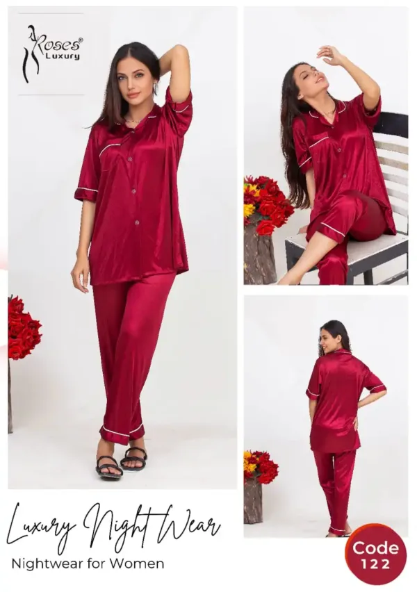 Silk Pajama Set - Wine Red: Summer Charmeuse Silk Two-Piece Sleepwear